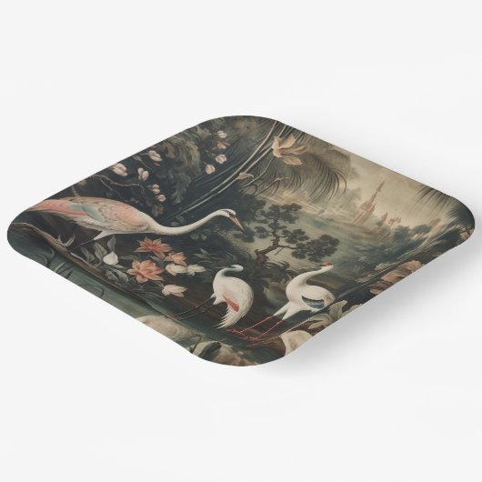  kranen en paleizen in de tropen papieren bordje (Gebogen)