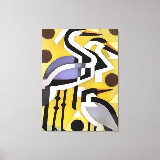 kranen in Abstracte geometrische tekenstijl op gee Canvas Afdruk (Voorkant)