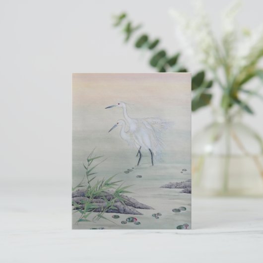 Kranen in de Chinese rivier Briefkaart (Staand voorkant)