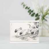 Kranen in de  Japanse kunst van het Bamboe-bos Briefkaart (Staand voorkant)