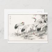 Kranen in de  Japanse kunst van het Bamboe-bos Briefkaart (Voorkant / Achterkant)