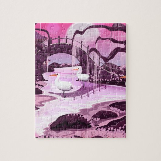 Kranen in de Koreaanse tuin Legpuzzel (Verticaal)