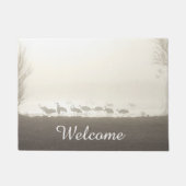 Kranen in de mist deurmat (Voorkant)