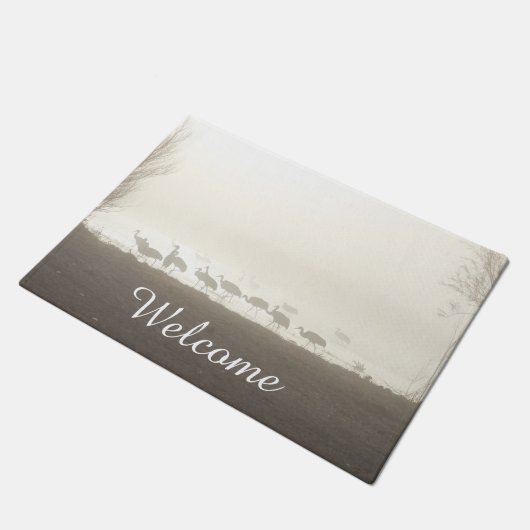 Kranen in de mist deurmat (Schuin)