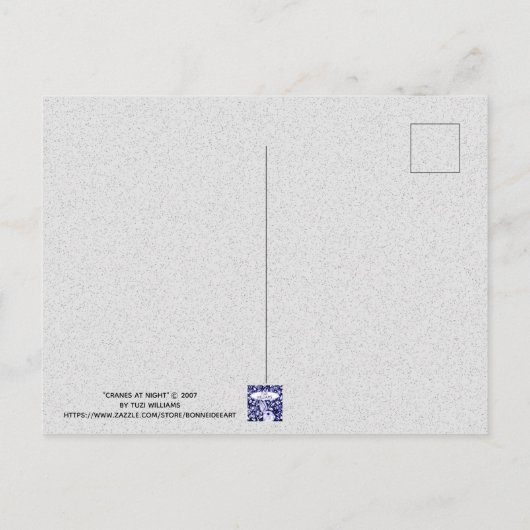 Kranen in Love Whimsical Waterverf Briefkaart (Achterkant)