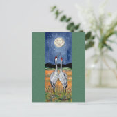 Kranen in Love Whimsical Waterverf Briefkaart (Staand voorkant)