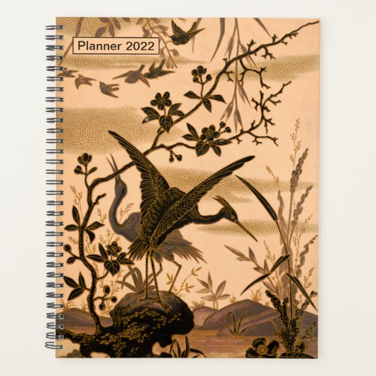 Kranen,  Japanse kunst, vogelbloeiende boom Planner (Voorkant)