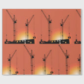 Kranen op een gebouw cadeaupapier (Vlak)