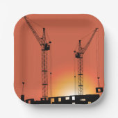 Kranen op een gebouw papieren bordje (Voorkant)