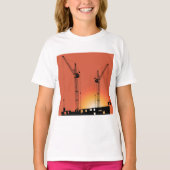 Kranen op een gebouw t-shirt (Voorkant)