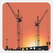 Kranen op een gebouw vierkante sticker (Voorkant)