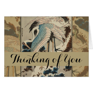 Kranen op een met sneeuw beklede Pine Hokusai