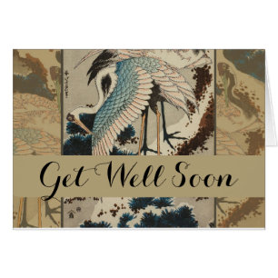 Kranen op een met sneeuw beklede Pine Hokusai