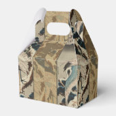 Kranen op een met sneeuw beklede Pine Hokusai Bedankdoosjes (Achterkant)