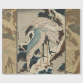 Kranen op een met sneeuw beklede Pine Hokusai Cadeaupapier (Vlak)