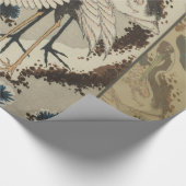 Kranen op een met sneeuw beklede Pine Hokusai Cadeaupapier (Hoek)