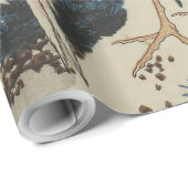 Kranen op een met sneeuw beklede Pine Hokusai Cadeaupapier (Rol Hoek)