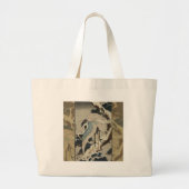 Kranen op een met sneeuw beklede Pine Hokusai Grote Tote Bag (Voorkant)