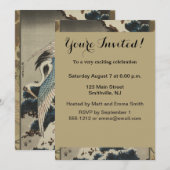 Kranen op een met sneeuw beklede Pine Hokusai Kaart (Voorkant / Achterkant)