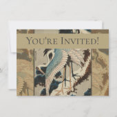 Kranen op een met sneeuw beklede Pine Hokusai Kaart (Voorkant)