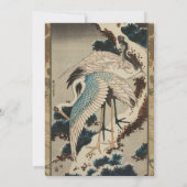 Kranen op een met sneeuw beklede Pine Hokusai Kaart (Achterkant)