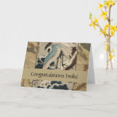 Kranen op een met sneeuw beklede Pine Hokusai Kaart (Gele Bloem)