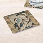 Kranen op een met sneeuw beklede Pine Hokusai Kartonnen Onderzetters (Schuin)