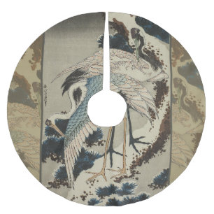 Kranen op een met sneeuw beklede Pine Hokusai Kerstboom Rok