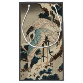 Kranen op een met sneeuw beklede Pine Hokusai Klein Cadeauzakje (Achterkant)