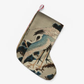 Kranen op een met sneeuw beklede Pine Hokusai Kleine Kerstsok (Voorkant (Hangend))