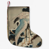 Kranen op een met sneeuw beklede Pine Hokusai Kleine Kerstsok (Voorkant)