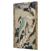 Kranen op een met sneeuw beklede Pine Hokusai Klembord (Links)