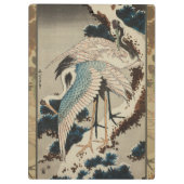 Kranen op een met sneeuw beklede Pine Hokusai Klembord (Achterkant)