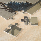 Kranen op een met sneeuw beklede Pine Hokusai Legpuzzel (Zijkant)