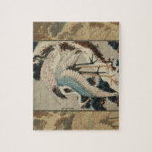 Kranen op een met sneeuw beklede Pine Hokusai Legpuzzel (Verticaal)