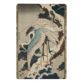 Kranen op een met sneeuw beklede Pine Hokusai Mini Klembord (Achterkant)