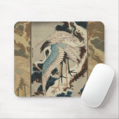 Kranen op een met sneeuw beklede Pine Hokusai Muismat (Met muis)