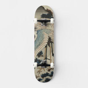 Kranen op een met sneeuw beklede Pine Hokusai Persoonlijk Skateboard