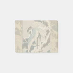 Kranen op een met sneeuw beklede Pine Hokusai Post-it® Notes
