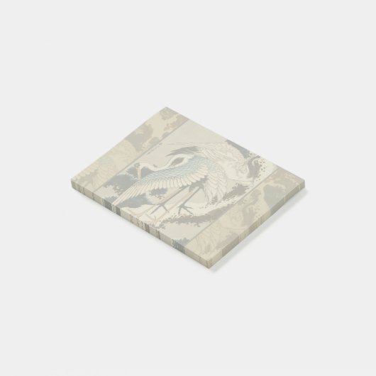 Kranen op een met sneeuw beklede Pine Hokusai Post-it® Notes (Schuin)