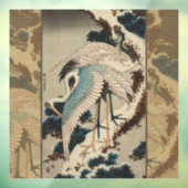 Kranen op een met sneeuw beklede Pine Hokusai Raamsticker (Vel 3)