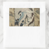 Kranen op een met sneeuw beklede Pine Hokusai Rechthoekige Sticker (Tas)