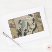 Kranen op een met sneeuw beklede Pine Hokusai Rechthoekige Sticker (Envelop)