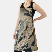 Kranen op een met sneeuw beklede Pine Hokusai Schort (Insitu)