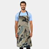 Kranen op een met sneeuw beklede Pine Hokusai Schort (Gedragen)