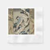 Kranen op een met sneeuw beklede Pine Hokusai Servet (Voorkant)
