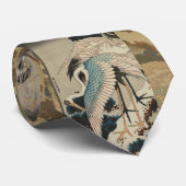 Kranen op een met sneeuw beklede Pine Hokusai Stropdas (Opgerold)