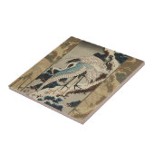 Kranen op een met sneeuw beklede Pine Hokusai Tegeltje (Zijkant)