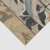 Kranen op een met sneeuw beklede Pine Hokusai Tissuepapier (Detail)