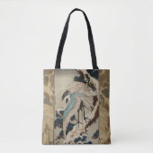 Kranen op een met sneeuw beklede Pine Hokusai Tote Bag (Voorkant)